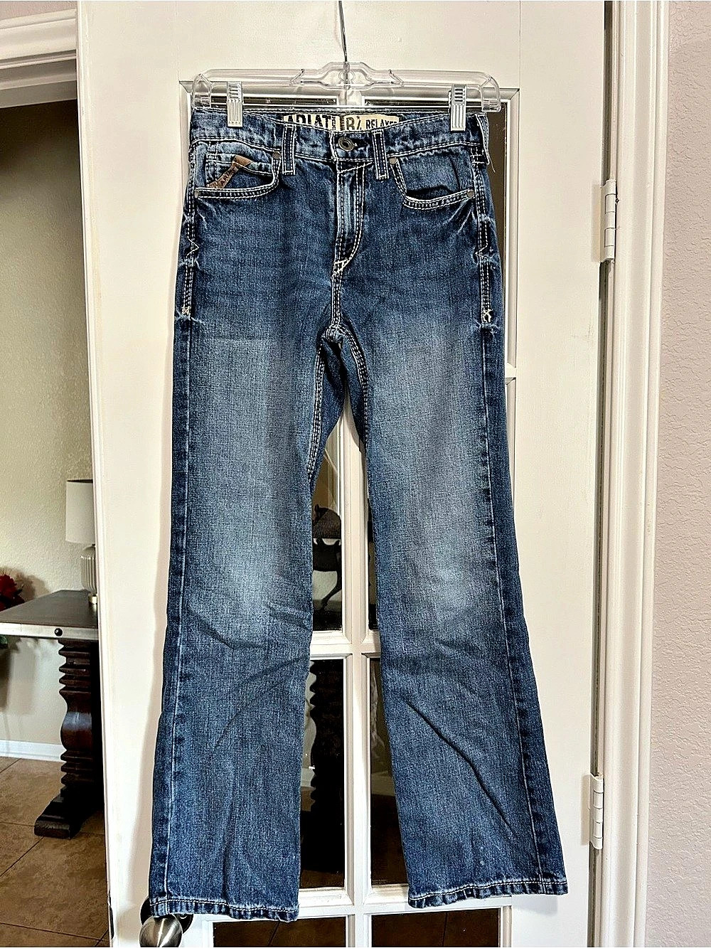 A.T.A. B4 Relaxed. Flare Leg Jeans in Blue size 12